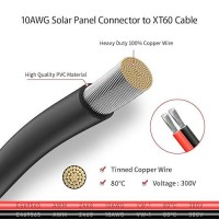 Elfculb 10Awg 100Ft Xt60 Solar Cable 2 10 25 35 50 75 100Ft Xt60 Extension Cable Solar Panel Connector To Xt60 Connector For Portable Power Station (100Ft)