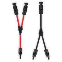 Soyan Solar Connectors Y Branch Parallel Adapter 10Awg Cable For Solar Panel Red Black