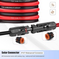 Aakl Solar Extension Cable 20Feet 10Awg 6Mm Solar Panel Cable Red Black Pv Wire Male Female Connector Adapter Gauge Wire For