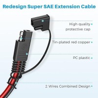 Naponal Sae Extension Cable (10Awg-3Ft) Advanced Heavy Duty Sae To Sae Battery Charging Extension Cord For Motorcycle Automotive Power Trolling Motor Travel Trailer Solar Panel Sae Plug