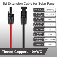 Owinustech 10Awg Solar Extension Cable 1M Solar Cable Extension Cable With Female And Male Connectors Waterproof Solar Extension