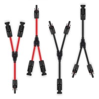 Soyan 2 Pairs Solar Connectors Y Branch Parallel Adapters 10Awg Cable For Solar Panel Red Black