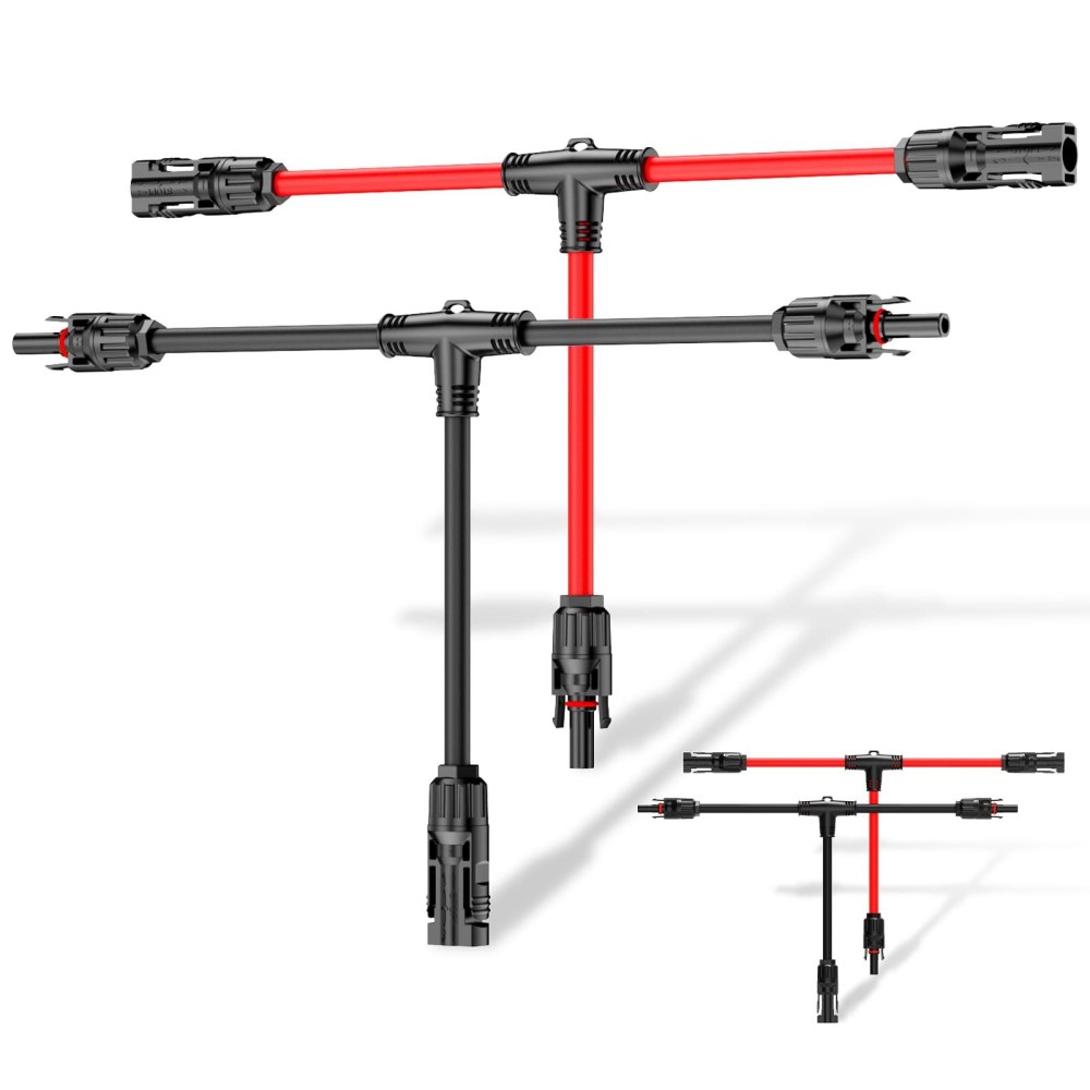 Jxmxrpv Solar Connector Ty Branch Parallel Adapter Cable 2 Pairs 10Awg Toolfree 1 To 2 Solar Panel Connectors Cable Plug Wire