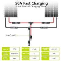 Jxmxrpv Solar Connector T/Y Branch Parallel Adapter Cable  2 Pairs 10Awg Tool-Free 1 To 2 Solar Panel Connectors Cable Plug Wire Kit For Solar Panel (2 Pairs M/Ff And F/Mm)