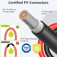 Jxmxrpv Solar Extension Cable 20Ft 10Awg Solar Wire With Toolfree Solar Connectors Waterproof Solar Panel Extension Cable 6Mm