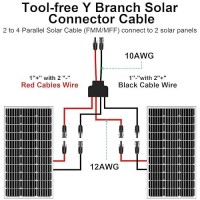 Maoligo Solar Connectors Cable For 2 Solar Panels  Parallel 10Awg Solar Panel Connectors Y Branch Adapter Tool-Free (Fmm/Mff)