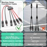 Maoligo Solar Connectors Cable For 2 Solar Panels  Parallel 10Awg Solar Panel Connectors Y Branch Adapter Tool-Free (Fmm/Mff)