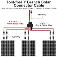 Maoligo Solar Connectors Cable For 2-3 Solar Panels  Parallel 10Awg Solar Panel Connectors Y Branch Adapter Tool-Free (Fmmm/Mfff)