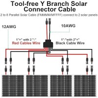 Maoligo Solar Connectors Cable For 4 Solar Panels  Parallel 10Awg Solar Panel Connectors Y Branch Adapter Tool-Free (Fmmmm/Mffff)