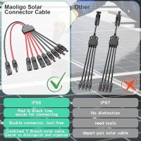 Maoligo Solar Connectors Cable For 4 Solar Panels  Parallel 10Awg Solar Panel Connectors Y Branch Adapter Tool-Free (Fmmmm/Mffff)