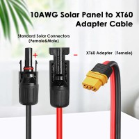 Mookeerf Solar To Xt60 Extension Cable 10Awg 10Ft Solar Connector To Xt60 Adapter Cable For Solar Panel To Portable Power Statio