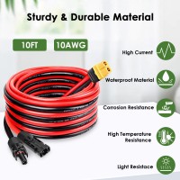 Mookeerf Solar To Xt60 Extension Cable 10Awg 10Ft Solar Connector To Xt60 Adapter Cable For Solar Panel To Portable Power Statio