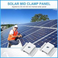 Zhengmy 100 Pack Solar Panel Mid Clamps 106 Inch Solar Panel Bracket Aluminium Mounting Accessories Aluminum Solar Mid Clamp Fo