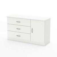 South Shore Libra 3Drawer Dresser with Door Pure White