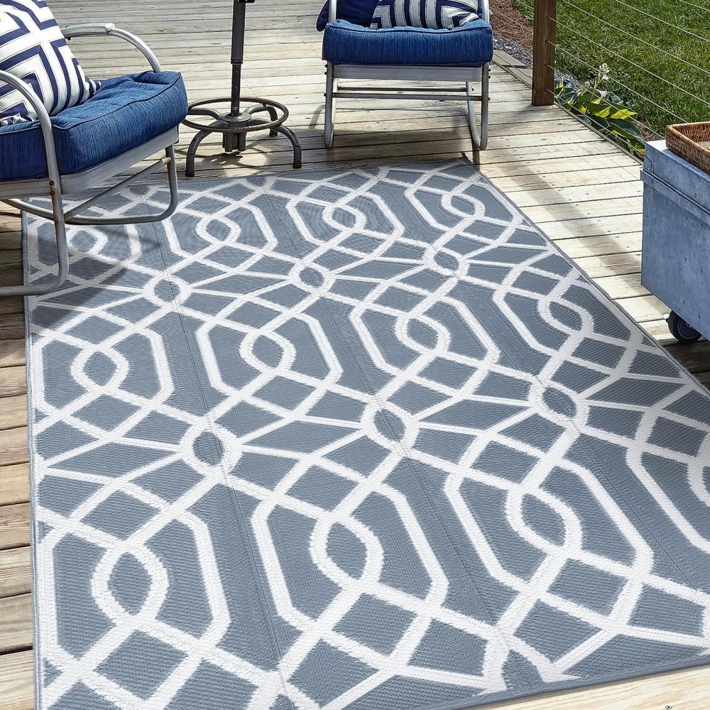 Wikiwiki 5X8 Ft Reversible Mats Outdoor Plastic Straw Rug Recycled Waterproof Outdoor Rugs For Patios Indooroutdoor Rugs For