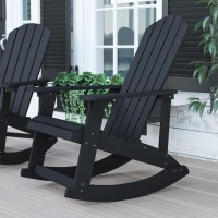 Savannah AllWeather Poly Resin Wood Adirondack Rocking Chair with Rust Resistant Stainless Steel Hardware in Black