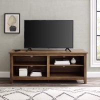 Walker Edison Wren Classic 4 Cubby TV Stand for TVs up to 65 Inches, 58 Inch, Rustic Oak