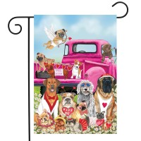 Briarwood Lane Happy Valentines Dogs Valentine Garden Flag 12X18 Heart Garden Flag Valentines Garden Flag For Outside Va