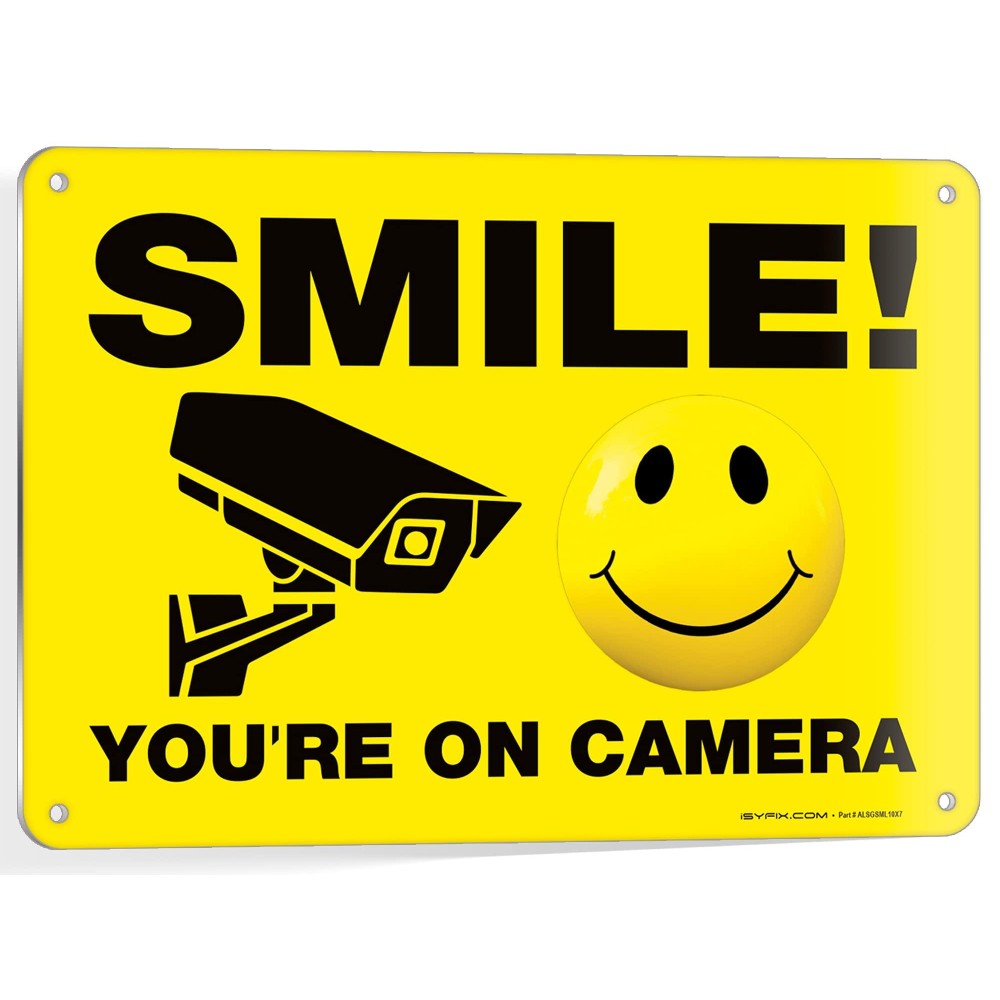 Isyfix Smile Youre On Camera Signs For Business 1 Pack 10X7 Inch 100 Rust Free 040 Aluminum Sign Laminated For Uv Weath