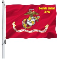 Us Marine Corps Usmc Flag 3X5 Outdoor Double Sided Heavy Duty Polyester Us Military Army Flags Long Lasting With 2 Brass Gromm