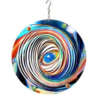 Fonmy Mandala Wind Spinner Wcrystal Ballblue Plenet 3D Stainless Steel Hanging Spinners Worth Gift Christmas Decoration Indoor