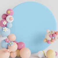 Putros 5Ft Round Backdrop Cover Dusty Blue Circle Arch Cover With Buckles Polyester Fitted Round Balloon Arch Cover For Wedding