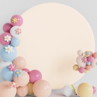 Putros 5Ft Round Backdrop Cover Beige Circle Arch Cover With Buckles Polyester Fitted Round Balloon Arch Cover For Wedding Birth