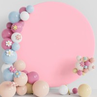 Putros 66Ft Round Backdrop Cover Pink Circle Arch Cover With Buckles Polyester Fitted Round Balloon Arch Cover For Wedding Birt