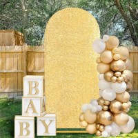 Arch Backdrop Cover 66Ft Gold Sequin Covers Wedding Spandex Fitted Arch Covers For Party Wedding Photography Banquet Decor