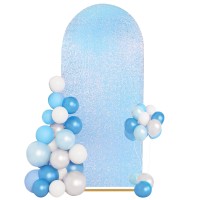 Wedding Arch Cover Mermaid Blue Shimmer Background Stand Covers 6Ft Glitter Spandex Backdrop Covers For Party Photography Decora