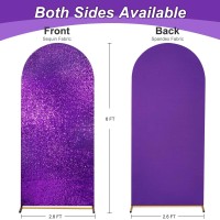 Purple Wedding Arch Cover 6Ft Glitter Arch Backdrop Covers Spandex Fitted Covers For Halloween Party Banquet Baby Shower Decor