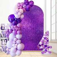 Purple Wedding Arch Cover 6Ft Glitter Arch Backdrop Covers Spandex Fitted Covers For Halloween Party Banquet Baby Shower Decor