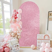 Arch Backdrop Cover Blush Pink Round Top Chiara Backdrop Covers 6Ft Sequin Arch Covers For Birthday Party Banquet Decorations