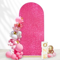 6Ft Arch Backdrop Cover Glitter Fabric Backdrop Covers Fuchsia Sequin Arch Covers For Party Wedding Photography Decor