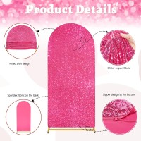 6Ft Arch Backdrop Cover Glitter Fabric Backdrop Covers Fuchsia Sequin Arch Covers For Party Wedding Photography Decor