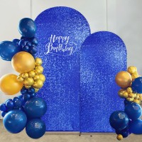 Navy Blue Sequin Arch Backdrop Cover Set Of 2 Sparkly Fabric Arch Covers 6Ft 72Ft Spandex Fitted Cover For Party Wedding Banque