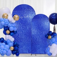 Navy Blue Sequin Arch Backdrop Cover Set Of 2 Sparkly Fabric Arch Covers 6Ft 72Ft Spandex Fitted Cover For Party Wedding Banque