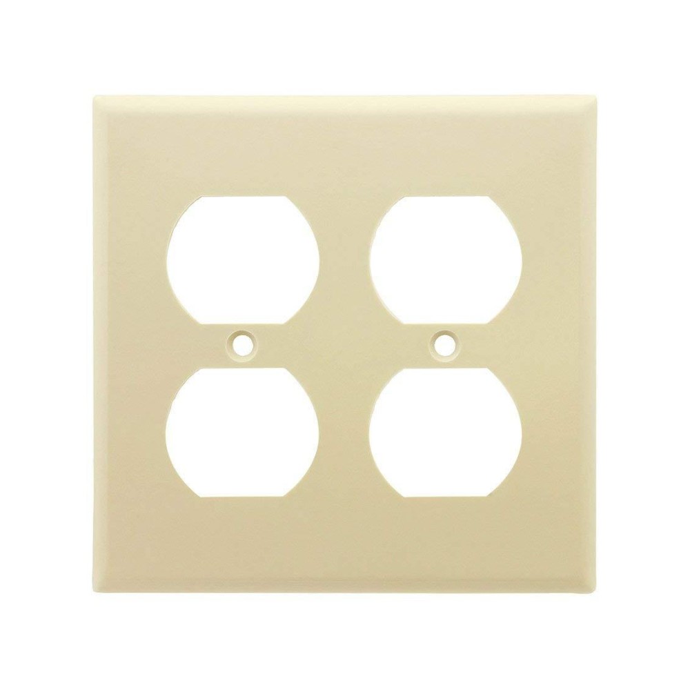 Leviton 82016 2-Gang Duplex Device Receptacle Wallplate, Standard Size, Thermoset, Device Mount, Almond