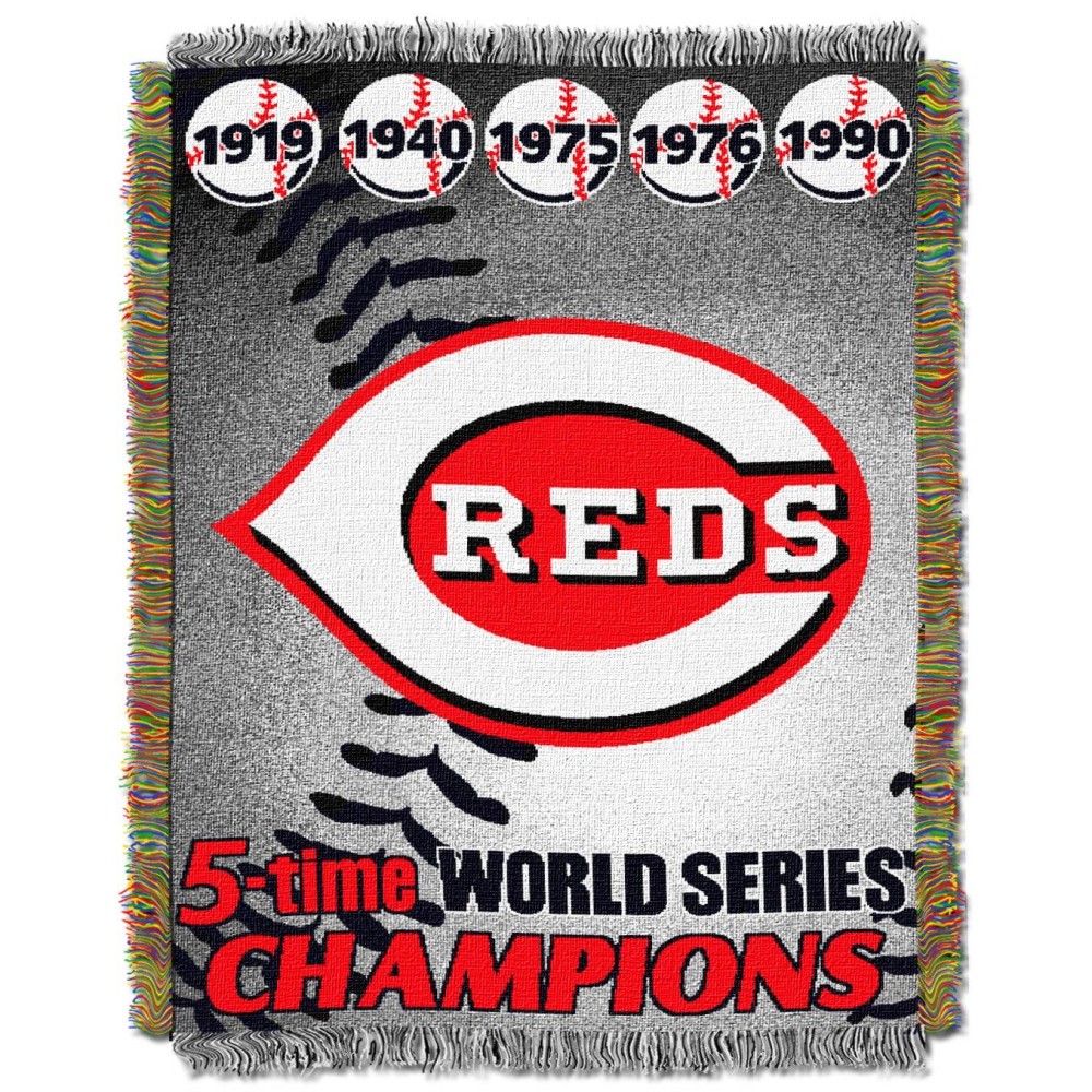 The Northwest Company Mlb Cincinnati Reds Woven Tapestry Throw Blanket 48 X 60 Commemorative