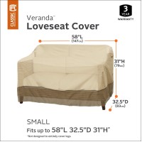 Classic Accessories Veranda Water-Resistant Patio Sofa/Loveseat/Bench Cover, 58 X 32.5 X 31 Inch, Patio Furniture Covers, Pebble/Bark/Earth