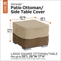 Classic Accessories 71982, Large Veranda Square Ottoman/Side Patio Table Cover, Lar, 26