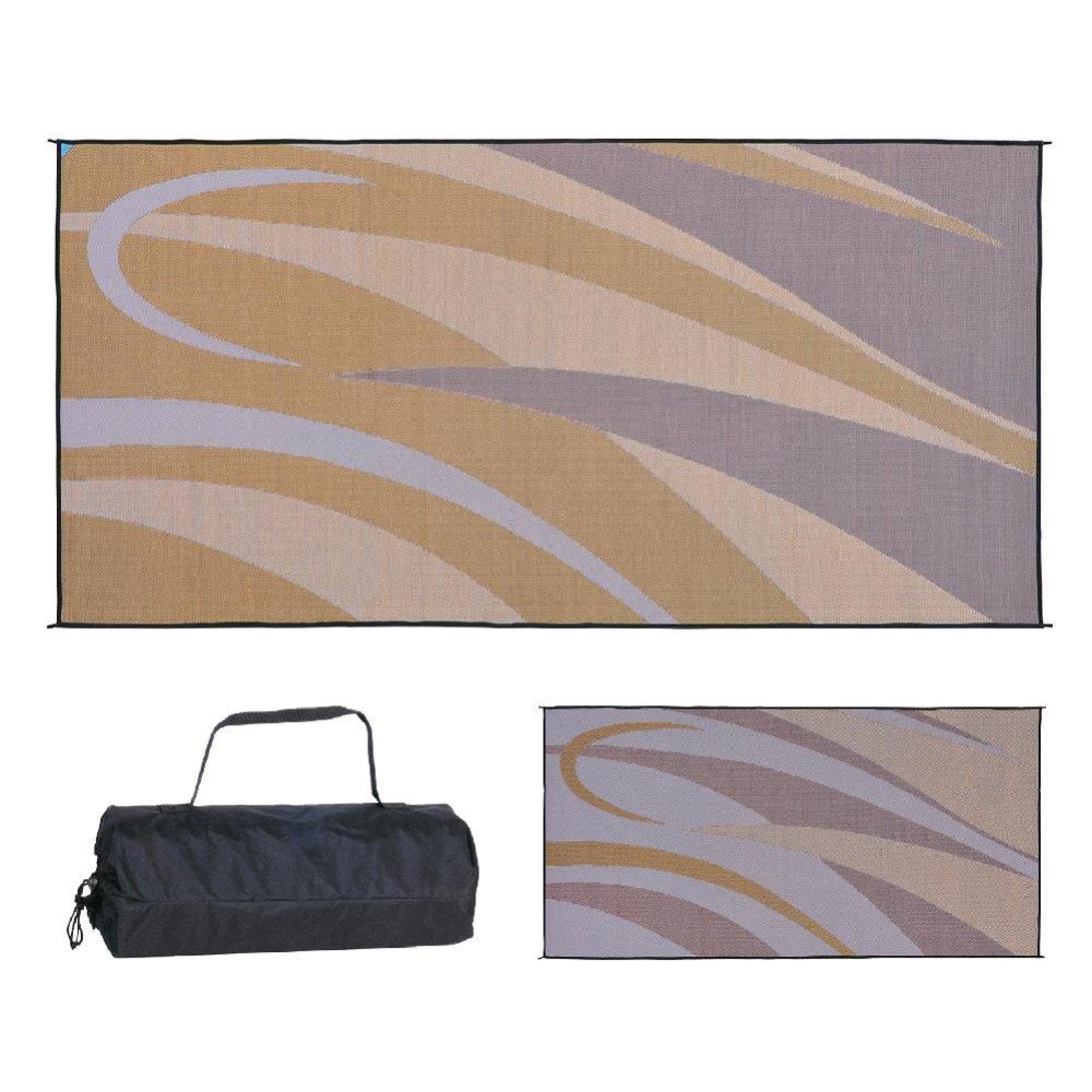 Stylish Camping Reversible Graphic Patio Mat 8 X 16 Browngold