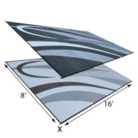 Stylish Camping Gb1 8Feet X 16Feet Rv Reversible Graphic Patio Mat Blacksilver