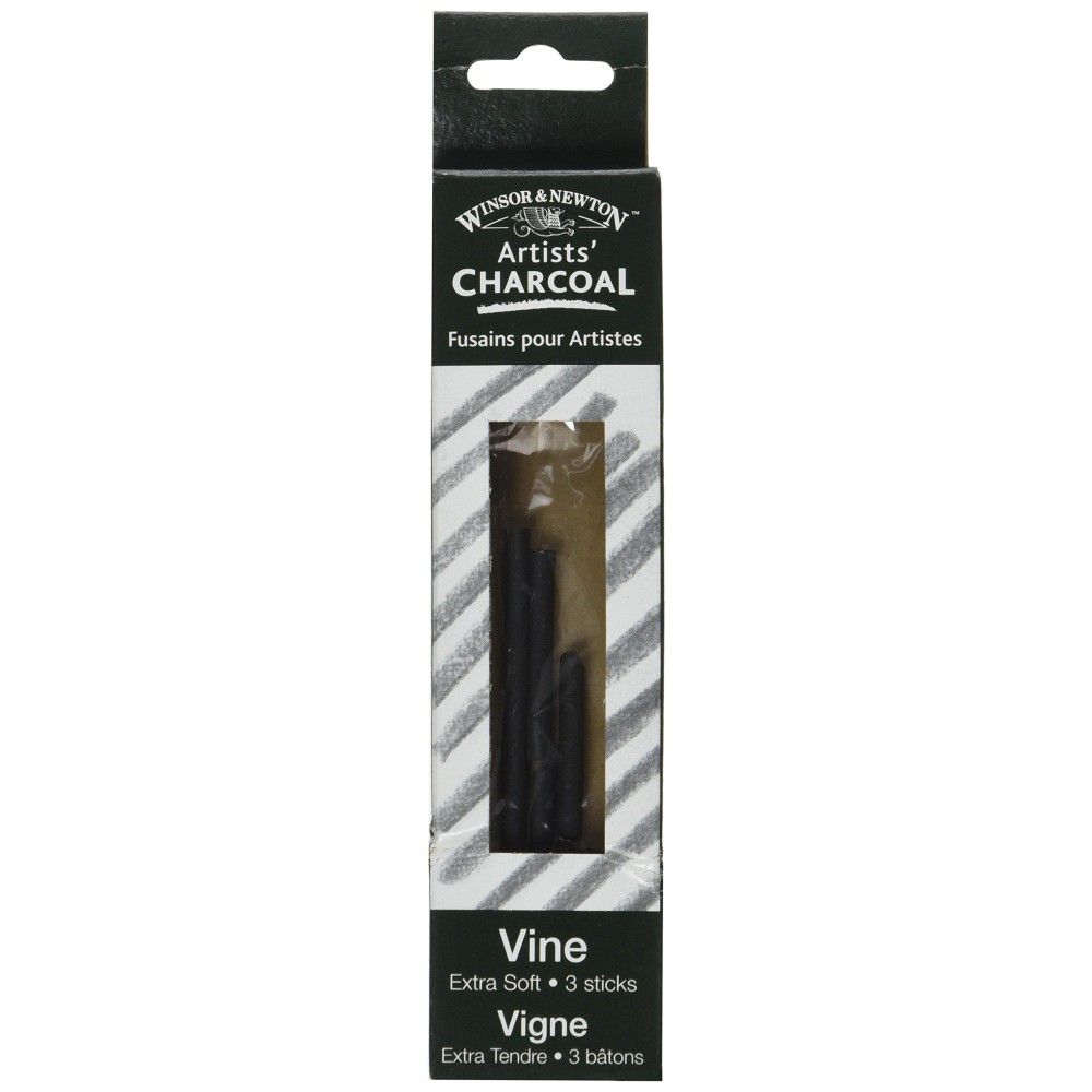 Winsor Newton Artist Vine Charcoal Sticks, Extra-Soft, Box Of 3 Sticks