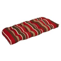 Pillow Perfect Stripe Indooroutdoor Sofa Setee Swing Cushion Tufted Weather And Fade Resistant 19 X 44 Brownred Monse