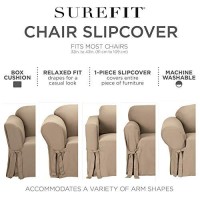Surefit Duck Cotton Solid Dining Chair Slipcover - Full Length Relaxed Fit High Back Chair Cover Perfect For Adding Accents To Your Dining Room, 185 X 185 X 42 Inches