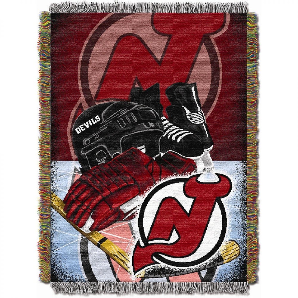 Nhl New Jersey Devils Homefield Ice Advantage Woven Tapestry Throw Blanket 48 X 60