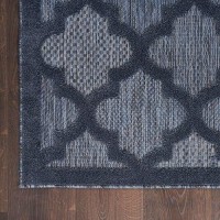 Nourison Easy Care Moroccan Navy Blue 2 X 4 Area Rug Trellis Easy Cleaning Non Shedding Bed Room Living Room Dining Room