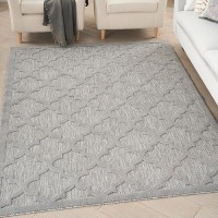 Nourison Easy Care Moroccan Silver Grey 4 X 6 Area Rug Trellis Easy Cleaning Non Shedding Bed Room Living Room Dining Ro