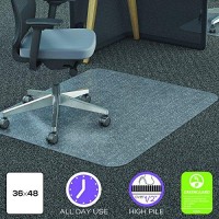 Deflecto Polycarbonate Economat, Clear Chair Mat, All Carpet Types Use, Rectangle, Straight Edge, 36